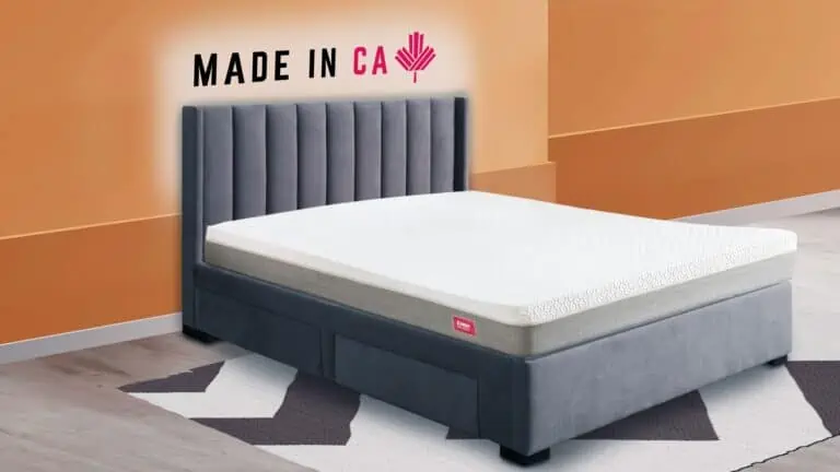 The Endy sitting on the bed frame in the Made in CA sleep room