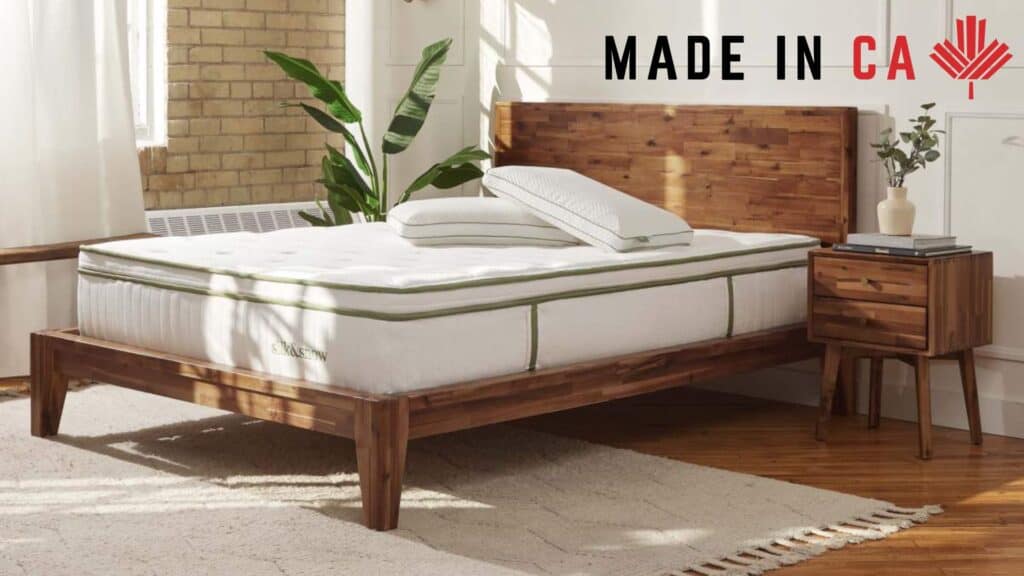 Silk & Snow Organic with Pillows on Bed Frame
