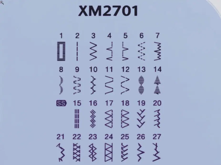 Brother XM2701 Sewing Machine Stitch Patterns