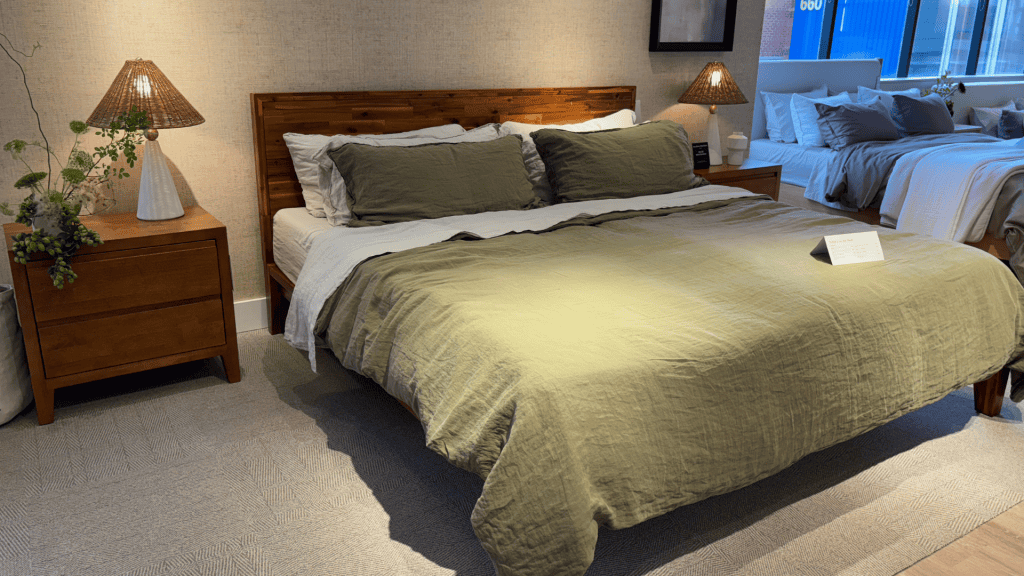 Silk & Snow Linen Sheets on a Bed