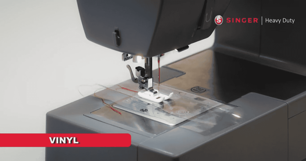 Singer Heavy Duty Sewing Machine in Use on Vinyl
