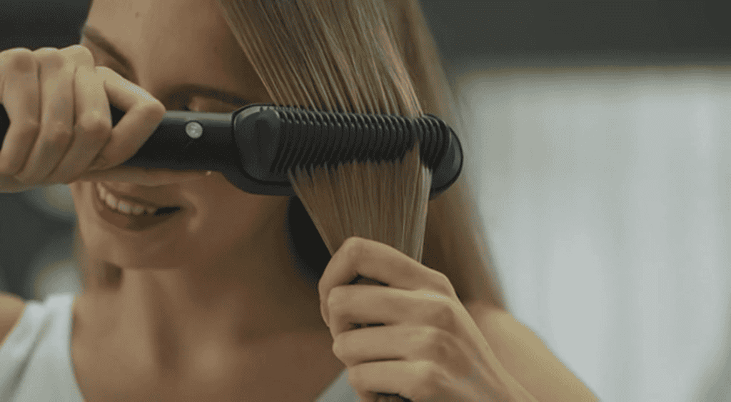 TYMO Ring Hair Straightener Brush in Use