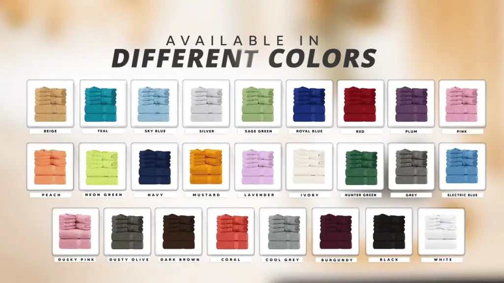 Utopia Towels 8 Piece Premium Towel Set Colours