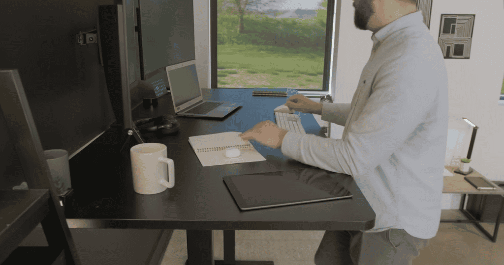 Vivo Electric Standing Desk in Use